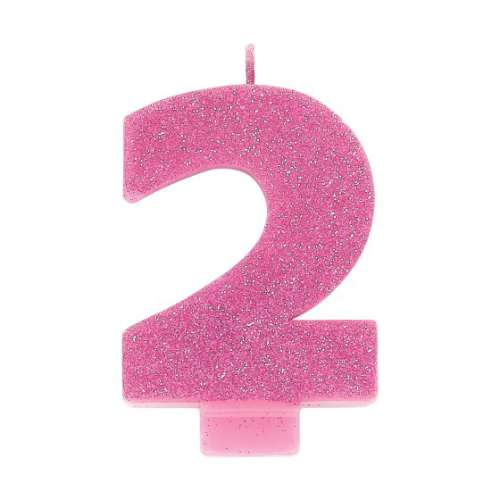 Sparkly Pink Candle - No 2 - Click Image to Close